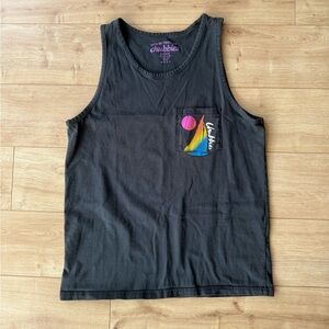 Chubbies Men’s Black Graphic Tank Top Medium Retro Surf Summer Beach Tee